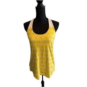 Patagonia Kamala Halter Top Womens Small Yellow Stretch Knit Tie Back Beach